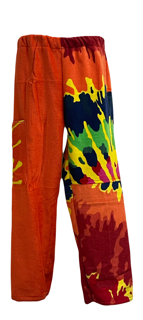 Classic Tie Dye Patchwork| Orange Velour Pants