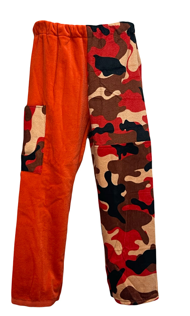 Orange Camo Patchwork| Orange Velour Pants