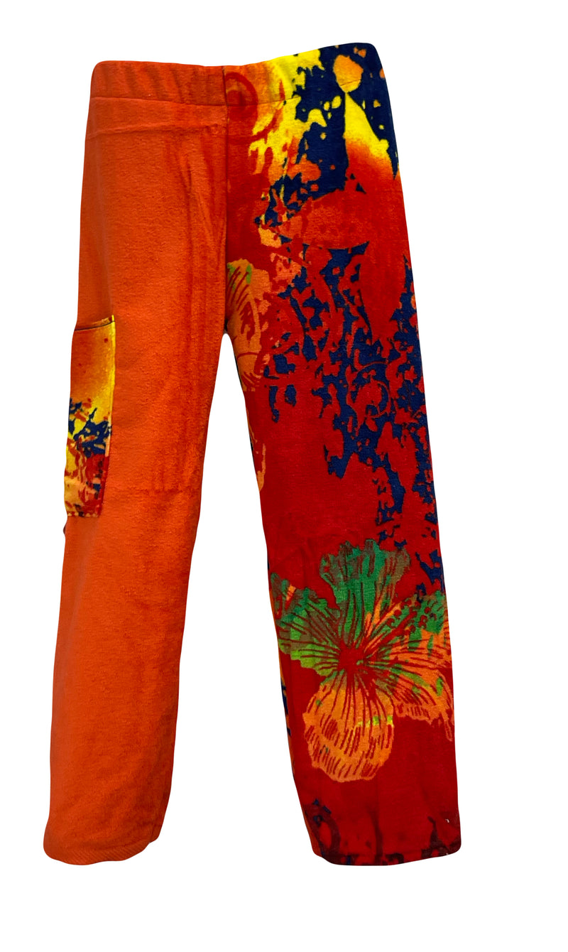 Flower Splatter | Orange Velour Pants