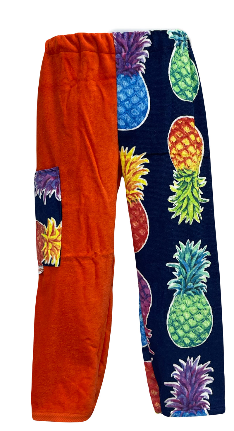 Navy Pineapple | Orange Velour Pants