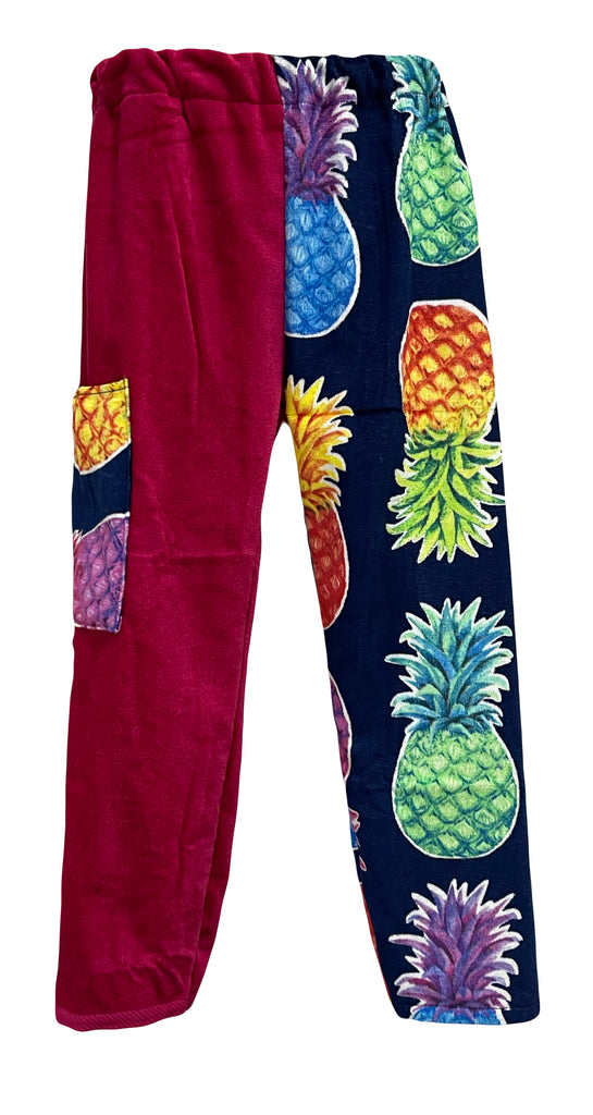 Navy Pineapple | Raspberry Velour Pants